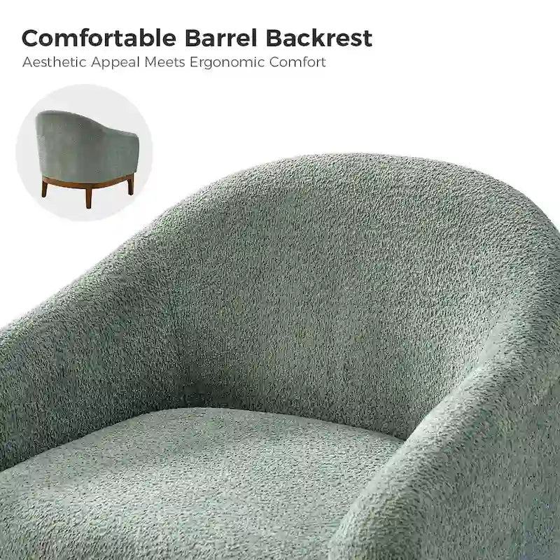 Augus Modern Boucle Accent Barrel Chair with Solid Wood Legs by HULALA HOME