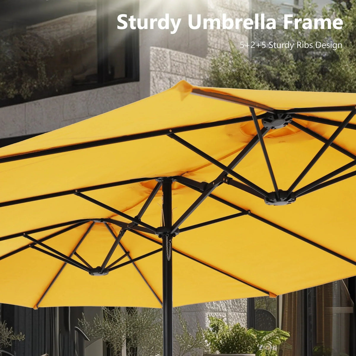 MAISON ARTS 15ft Double-Sided Patio Extra Large Twin Umbrella with Base Included
