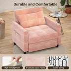 3-in-1 Adjustable Sleeper Sofa Bed, Pull Out Chair Sofa, Convertible Folding Bed for Living Room