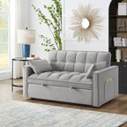 4 in1 Loveseat Sofa Bed with Armrests & Storage Pockets, Multi-Function Tufted Pull-out Sofa Bed with Adjustable Backrest