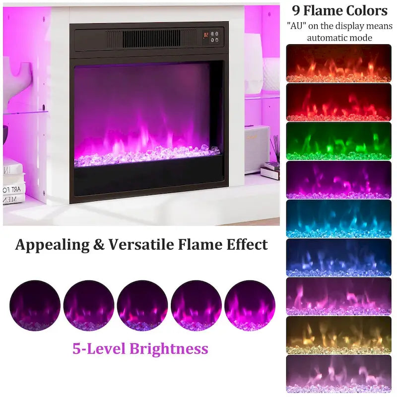 Costway TV Stand with Electric Fireplace LED Lights Remote Controls - See Details
