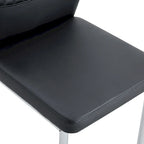 Luxury Simple Chair Set of 6 PU High Resilience Dining Chair with Metal Silver Leg Kitchen Armless Side Chair