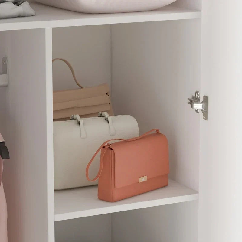 Modern Freestanding Solid Wood Wardrobe Closet With Storage Shelves