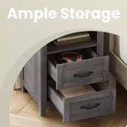 Set of 2 Farmhouse Nightstands with USB Charging - 2-Drawer Bedside Tables, Rustic Modern Design