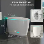Smart Bidet Toilet with Auto Open/Close Lid & Seat, Foot Sensor Flush, Tankless One Piece Elongated, Heated Seat
