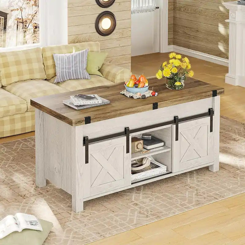 Lift Top Coffee Table 2 Sliding Barn Doors Storage Dining Table