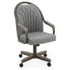 Chromcraft Douglas Caster Dining Chairs in Chestnut, Gray Finish (Set of 2)