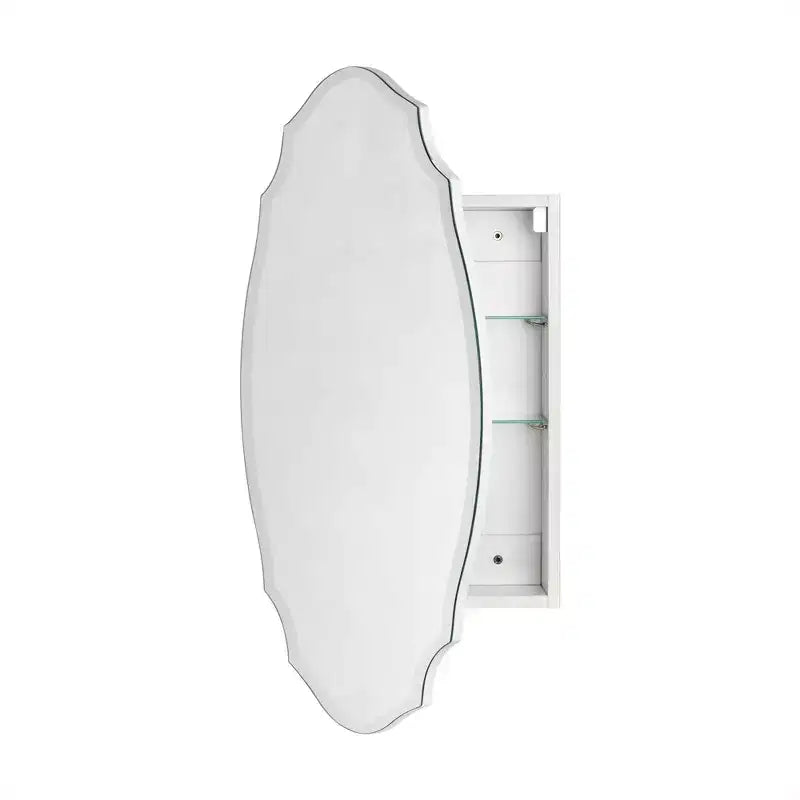 20 in. W x 30 in. H Irregular Arched Frameless Beveled Surface Mounted Medicine Cabinet with Mirror