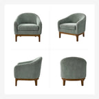 Augus Modern Boucle Accent Barrel Chair with Solid Wood Legs by HULALA HOME