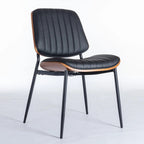 2PCS Faux Leather Chair with Metal Legs