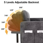 2-in-1 Pull Out Sleeper Sofa with Storage Chaise, Chenille Sectional Couch with USB Ports for Living Room