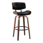 Set of 2 Lombardi Barstools Walnut/Black - LumiSource: Mid-Century Fixed-Height, Tufted, 30.5 Seat