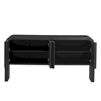 Arched Storage Cabinet Sideboard with 4 Stripes Doors and Adjustable Shelves, Modern Entryway Cabinets with Pine Leg