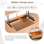 47.2 Lift Top Coffee Table, Oval Wooden Center Table with Hidden Storage, Modern Cocktail Table for Living Room Bedroom Office