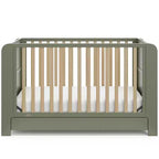 4-in-1 Convertible Crib with Drawer & Detachable Bookshelves, Adjustable Mattress Base