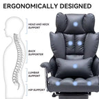 Efomao Ergonomic Desk Office Chair 400LBS, Big and Tall PU Leather Computer Chair, Executive Desk Chair with Footrest and Lumbar Support