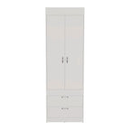 18.9  Modern Double-door Armoire with Two Bottom Drawers and Hanging Rod for Bedroom