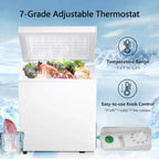 1.8 Cu.Ft Chest Freezer with Removable Basket, Bottom Drain, 7-Level Thermostat, Freestanding Design for Home and Apartment