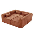 145.5 Modern Convertible Sectional Sofa, Upholstered 4-Seater Sectional Sofa with Compressed Sponge, Living Room L-Shaped Sofa-Panipeachy