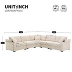 106 Convertible L Shaped Sectional Sofa Corduroy Corner Couch with Armrest Storage Cup Holders USB Charger Oversized Comfy Modular Sofa