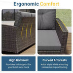 Heynemo 4-Piece Patio Furniture Set, All Weather Wicker Patio Conversation Seating Sets with 2-Tier Coffee Table, Outdoor Sofa Couch