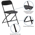Emma and Oliver 8 Bi-Fold White Plastic Event/Training Folding Table Set w/ 10 Folding Chairs
