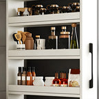 Modern Wooden Buffet Table with Open Shelves and Caster