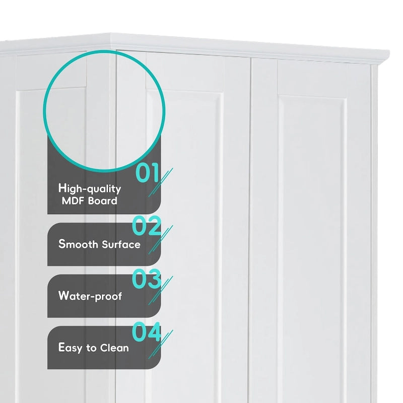 Storage Cabinet with Two Doors for Bathroom,Adjustable Shelf, MDF Board