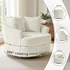DREAMSIDEA Recessed Arm Slipcovered Swivel Barrel Chair