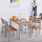 HOMCOM Modern 5-Piece Wooden Counter Dining Kitchen Table Set, 1 Table 4 Chairs Metal Legs, Suitable For Outdoors