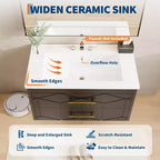 Modern Floating Bathroom Vanity Set with Basin - Wall-Mounted Cabinet with Soft-Close Storage Drawer and Gold Handle, 24 or 30 Size