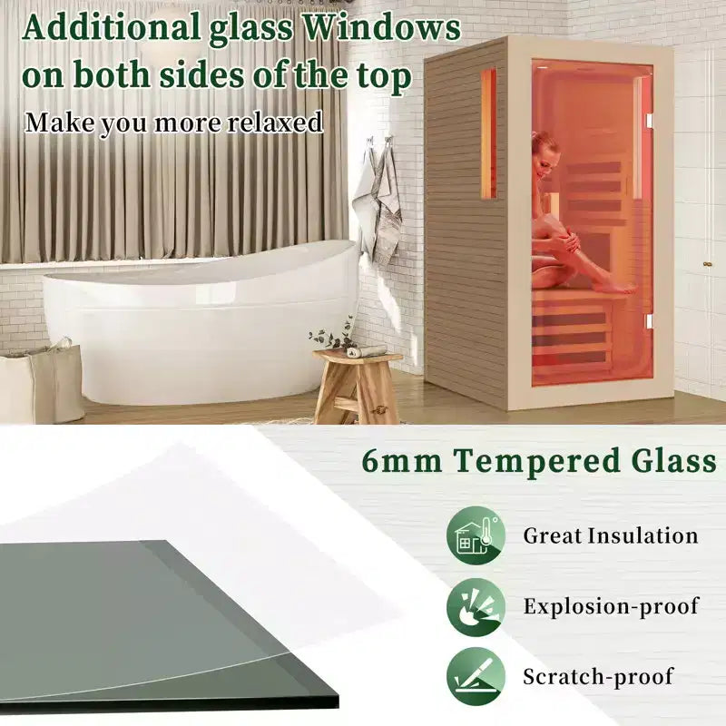 EROMMY 1 Person Infrared Sauna With Backrest For Home Or Gym
