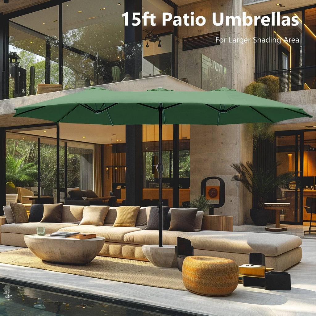 MAISON ARTS 15ft Double-Sided Patio Extra Large Twin Umbrella with Base Included