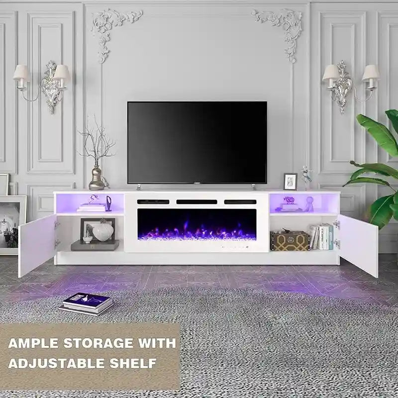 36 Electric Fireplace TV Stand, Entertainment Center & TV Console for TVs up to 80, Modern Fireplace Heater for Living Room