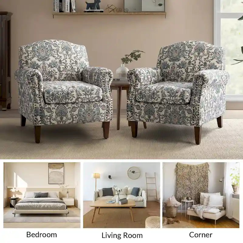 Giampiero Living Room Armchair with Nailhead Trims Set of 2 by HULALA HOME