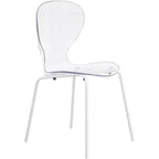 LeisureMod Bristol 5-Piece Dining Set Round Dining Table, 4 Plastic Dining Chairs White Legs