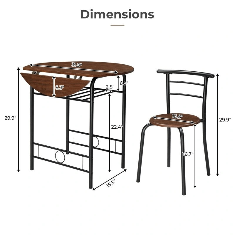 31.5 Drop Leaf Dining Table for Small Space,Small Kitchen Table Set for 2
