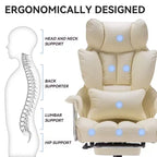 Efomao Ergonomic Desk Office Chair 400LBS, Big and Tall PU Leather Computer Chair, Executive Desk Chair with Footrest and Lumbar Support