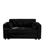 54 Pull-Out Sleeper Sofa Bed, 2 Seat Recliner Sofa Bed with Storage, Lumbar Pillow, USB Power Outlet