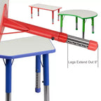 Emma and Oliver 23.625W x 47.25L Rectangular Plastic Height Adjustable Activity Table Set with 6 Chairs