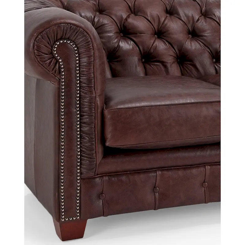 Hancock Tufted Top Grain Italian Leather Chesterfield Sofa - 31 H x 86 W x 40 D