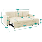 Convertible Reversible Sectional Sofa with Pull-Out Sleeper Bed, Hidden Storage Chaise, and Durable Legs