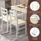 Costway 5-Piece Dining Set Solid Wood Kitchen Furniture with Rectangular Table & 4 Chairs Natural/Coffee/Grey