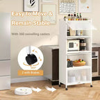 Costway 5-Tier Kitchen Bakers Rack Storage Cabinet Mobile Microwave Stand Flip-up Doors White/Black/Grey/Green
