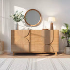 6-Drawer Modern Geometric Dresser, Half-Circle Accent Wide Storage Chest for Bedroom & Living Room