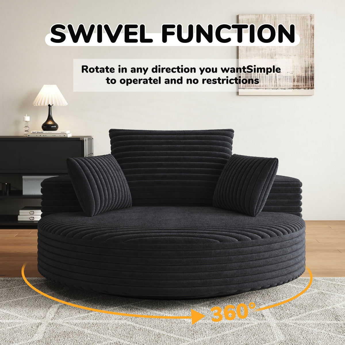 Corduroy Chenille Foam Single Swivel Chair