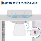 42 Manicure Table for Nail Tech with Dust Collector and Wrist Rest, Nail Desk with Vertical Pull-Out Locker, 1 Storage Cabinet, 2 Drawers