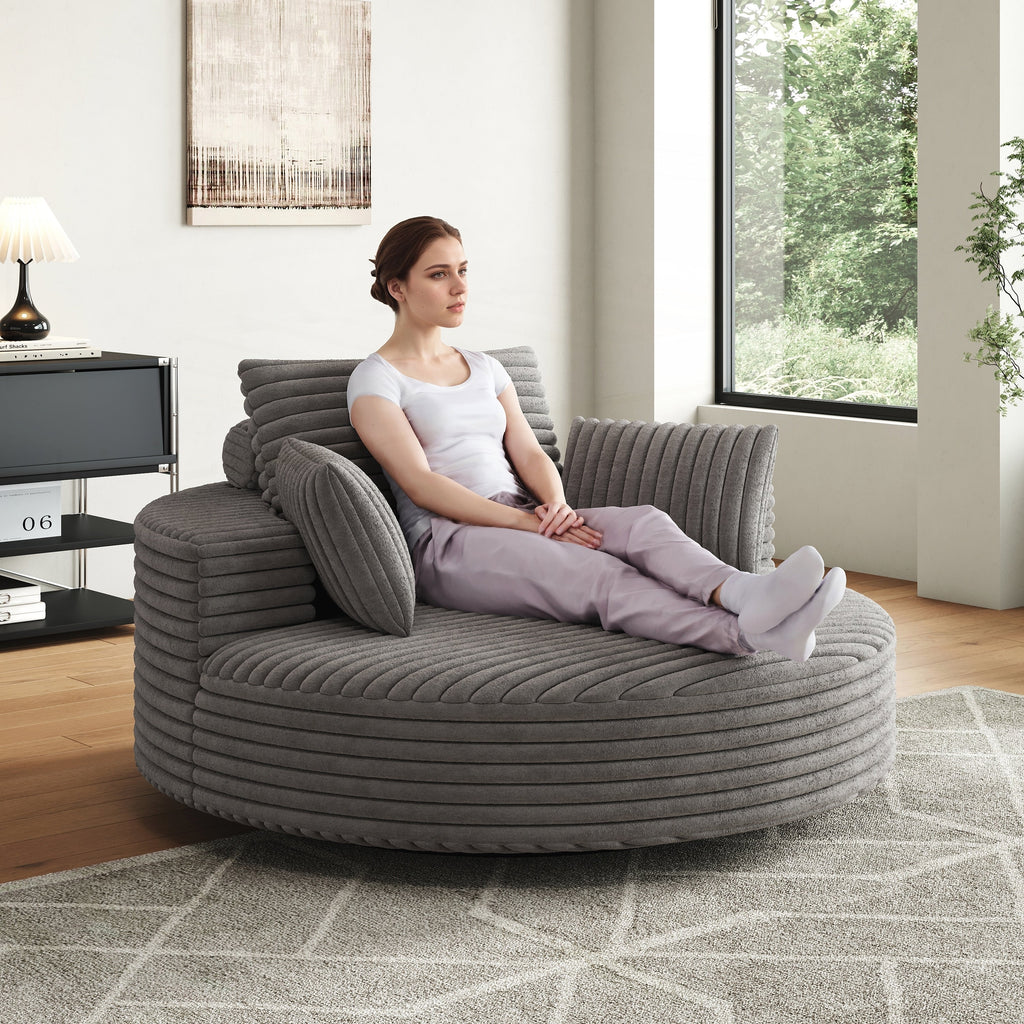 Corduroy Chenille Foam Single Swivel Chair