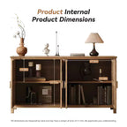 MAYEERTY 60 Wood Accent Cabinet with 4 Doors Brown and Antique White Modern Pantry Cabinet for Living Room Bedroom