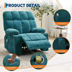 Oversized Recliner Chair for Adults, Manual Swivel Rocker Sofa, Side Pockets & Cup Holders for Big and Tall Persons, Living Room